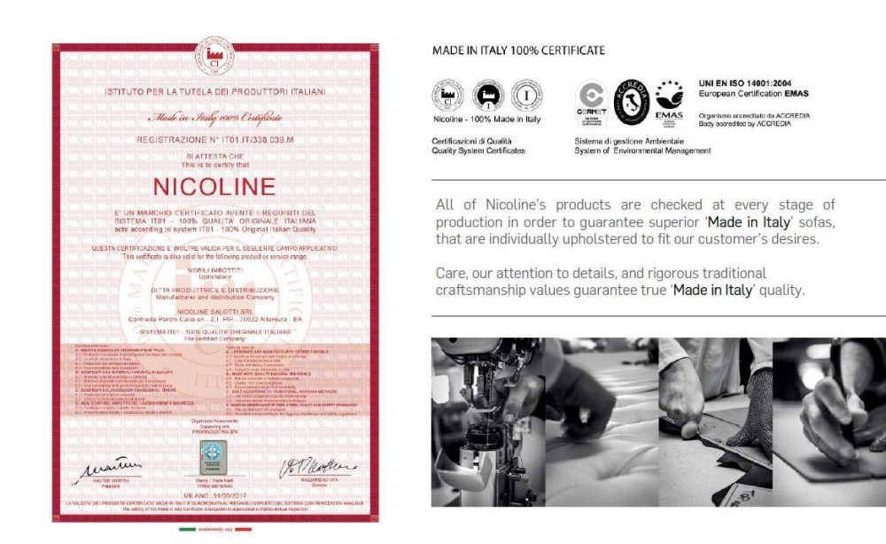 Nicoline 100% 義大利製造認證